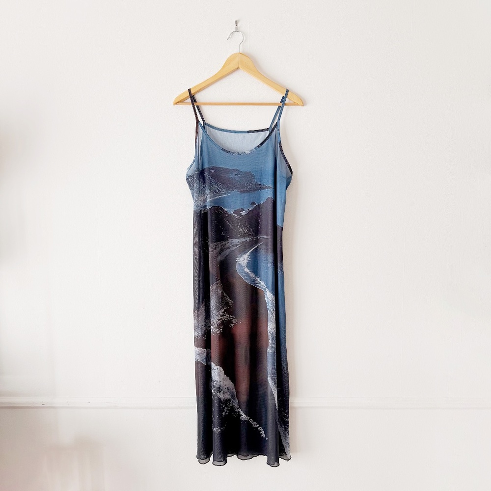 beach graphic mesh maxi dress - Picture 2 of 5